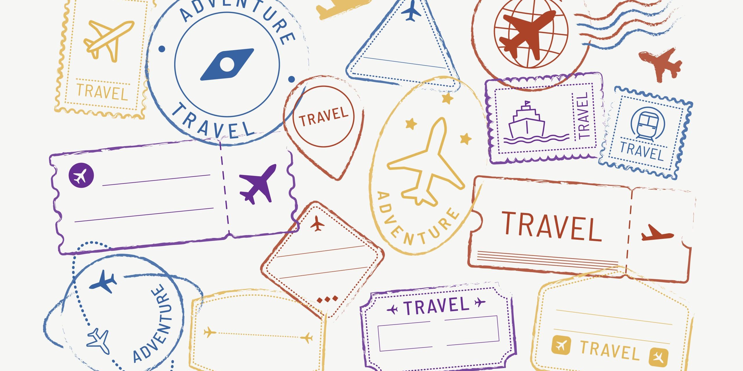 Travel stickers and badge set vector